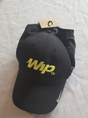 Nike Black Cap with Yellow 'Wip' Embroidered Logo and White Swoosh
